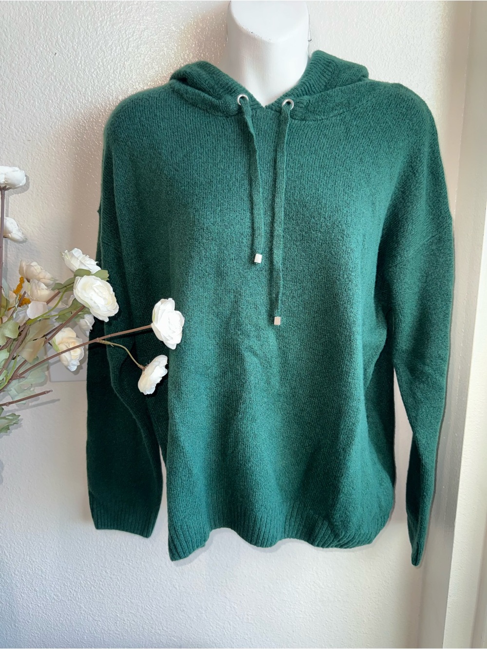 CeCe Deep Green Hooded Crewneck Sweater